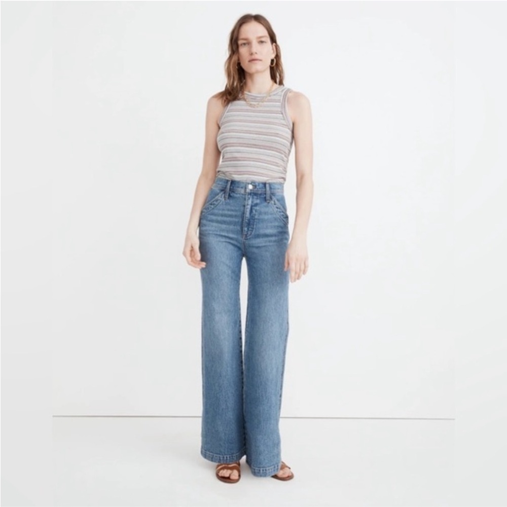 Madewell 11" High-Rise Flare Jeans in Erickson Wash Stitched Pocket Size 32